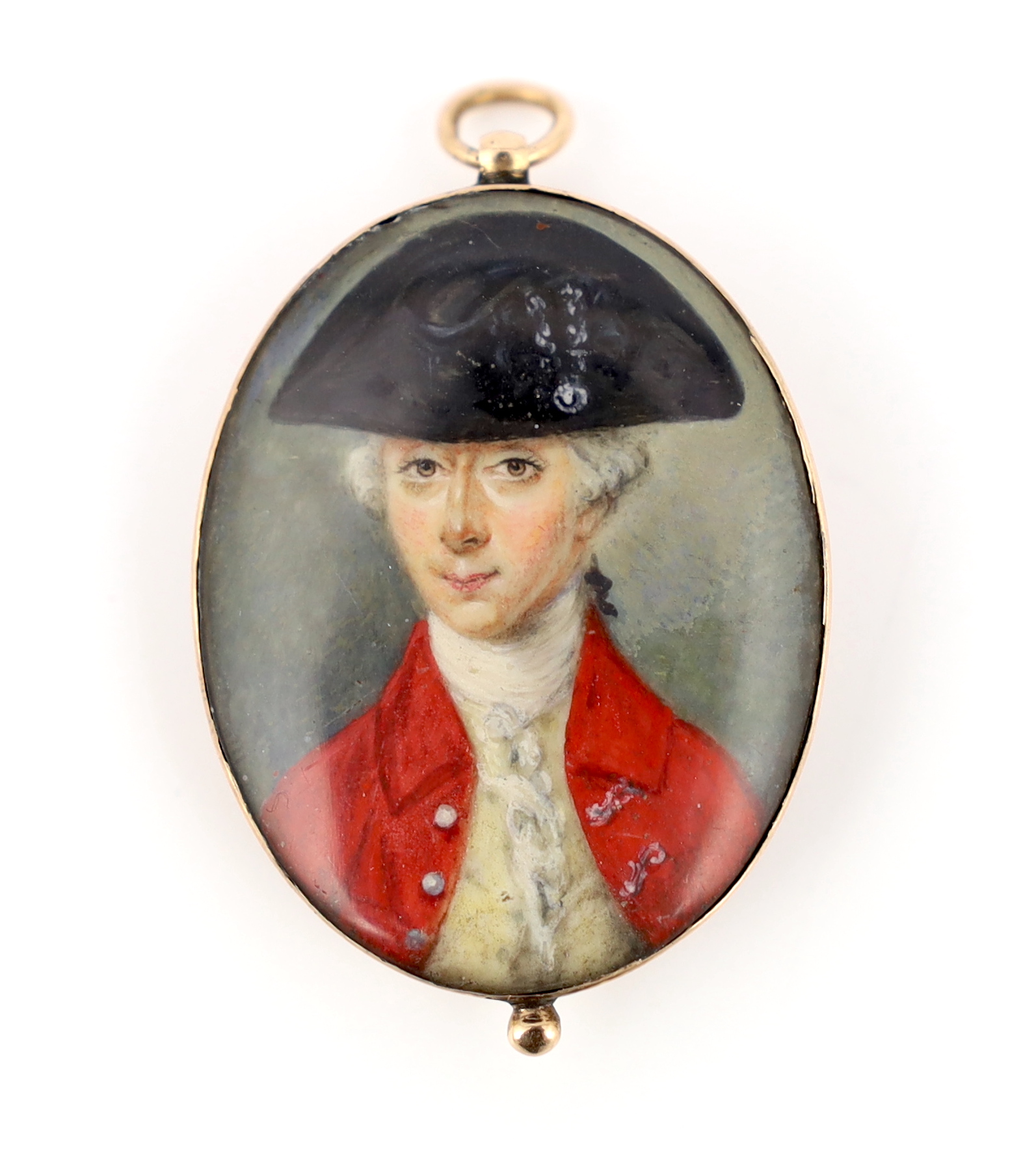 Jeremiah Meyer, R.A. (Anglo-German, 1735-1789), Portrait miniature of a gentleman, watercolour on ivory, 3.4 x 2.6cm. CITES Submission reference EZQ44EEJ